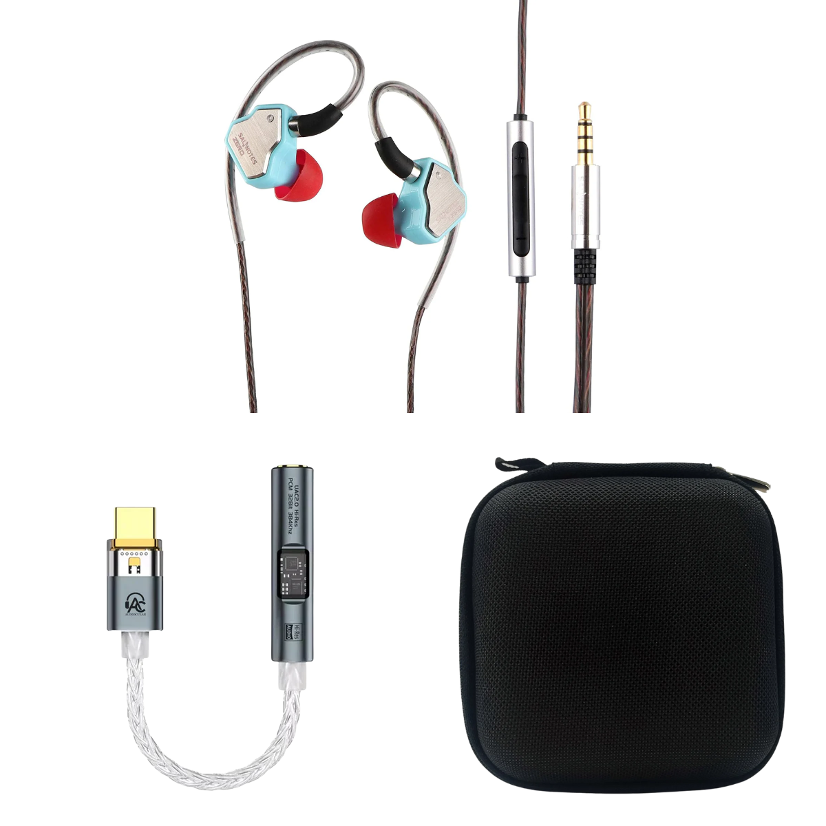 7HZ Salnotes Zero IEM With Mic 3.5mm, Audiocular SPARK DAC & EarAudio Carry Case
