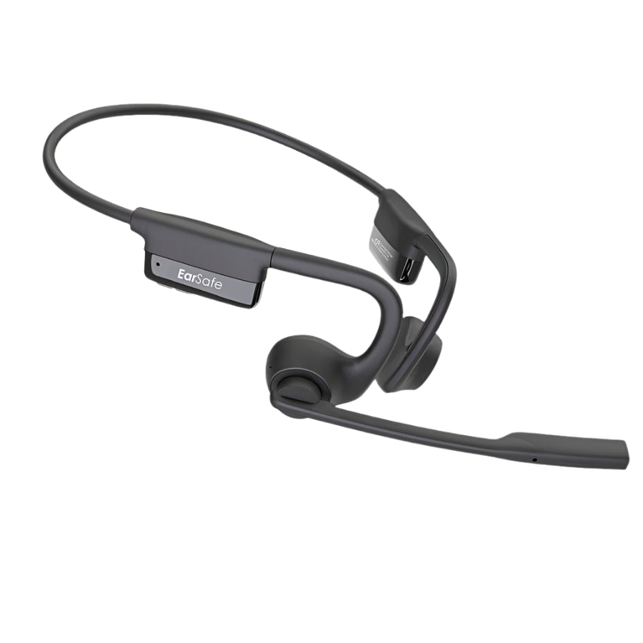 NG EarSafe Comm Open Ear Wireless Headphones with Noise Cancelling Boom Mic and Mute Button