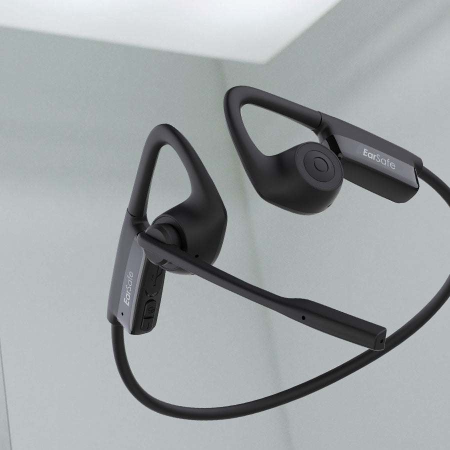 NG EarSafe Comm 2.0 Open Ear Wireless Headphones with Noise Cancelling Boom Mic and Mute Button