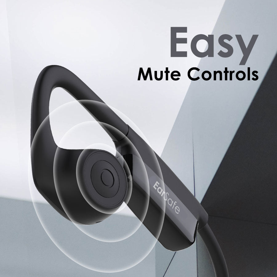 NG EarSafe Comm 2.0 Open Ear Wireless Headphones with Noise Cancelling Boom Mic and Mute Button