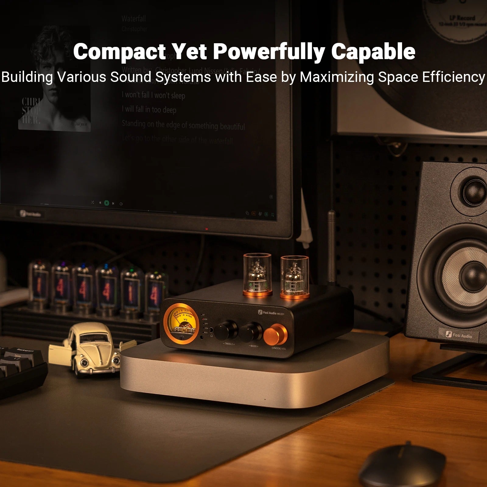 Fosi Audio MC331 2.1 Channel Tube Integrated Bluetooth Amplifier with DAC and VU Meter