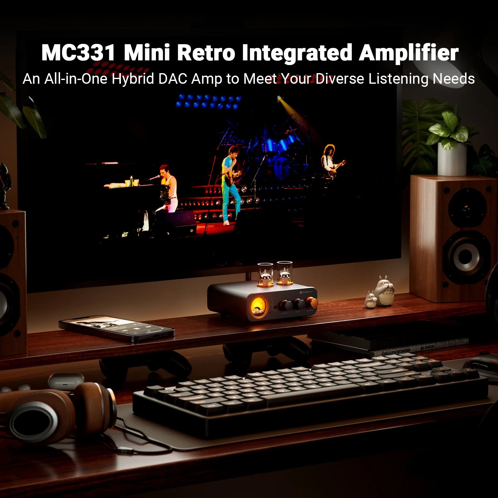 Fosi Audio MC331 2.1 Channel Tube Integrated Bluetooth Amplifier with DAC and VU Meter
