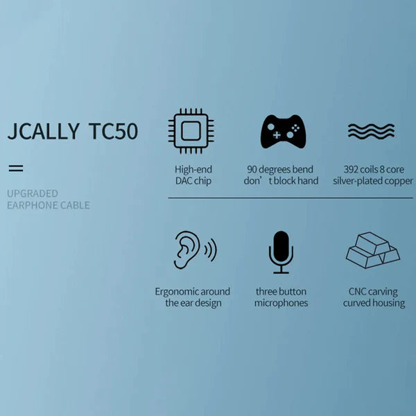 JCALLY TC50 Type-C Inbuilt DAC CS43131 AC Cable With Mic