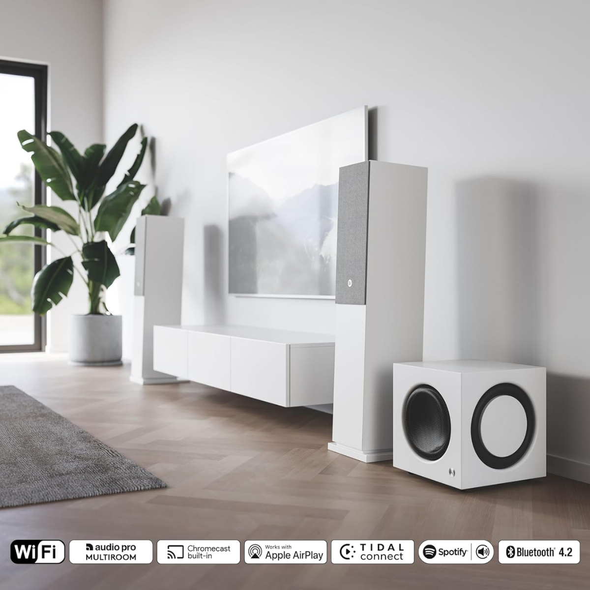 Audio Pro A48 Wireless & WiFi Floor Standing Speakers - The Audio Store
