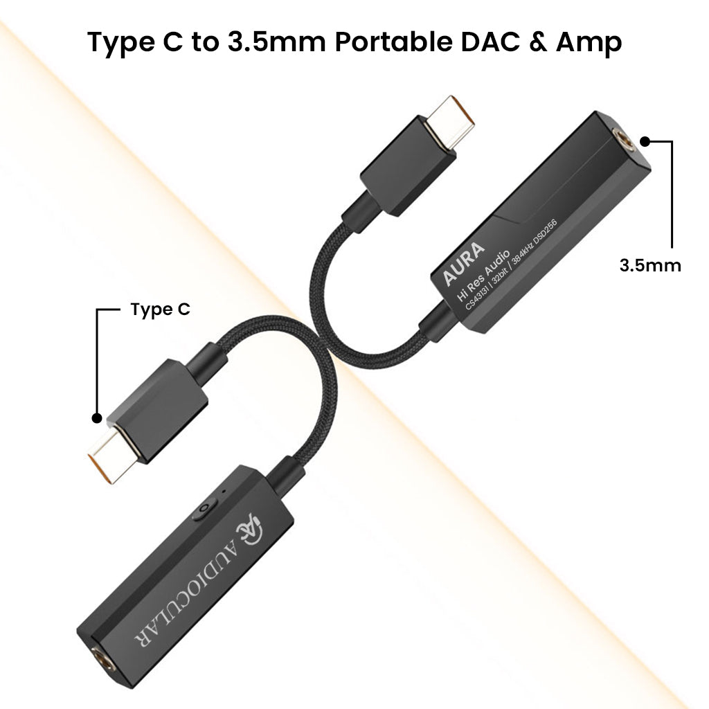 AUDIOCULAR AURA Hi-Res Portable DAC Dongle CS43131 + SGM8262 Amp