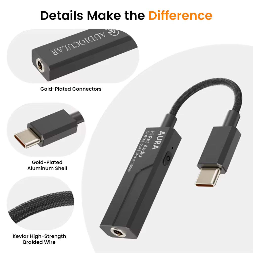 AUDIOCULAR AURA Hi-Res Portable DAC Dongle CS43131 + SGM8262 Amp