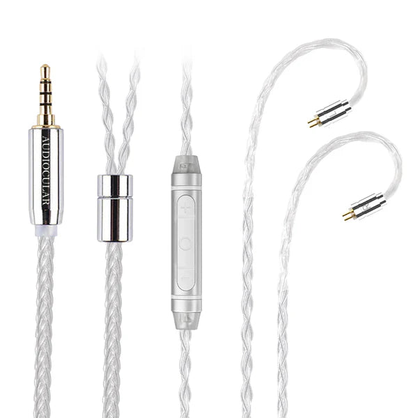 AUDIOCULAR C03 8-Core Silver-Plated Cable with 3.5mm Jack & Built-In Microphone For IEMs