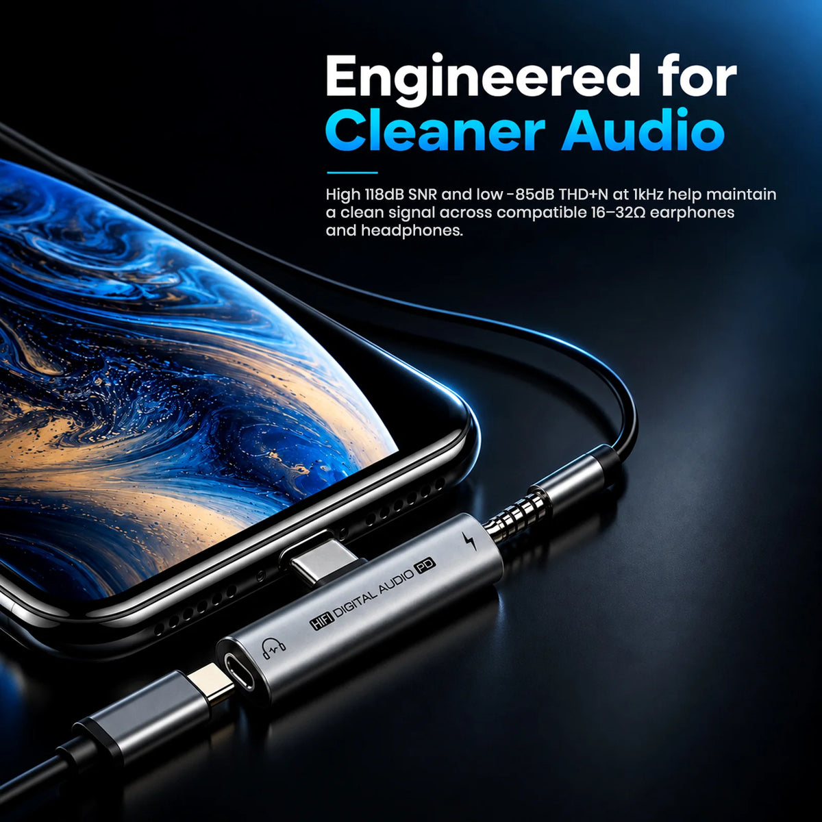 AUDIOCULAR Note Plus KT0231H USB-C DAC & PD Charging Adapter