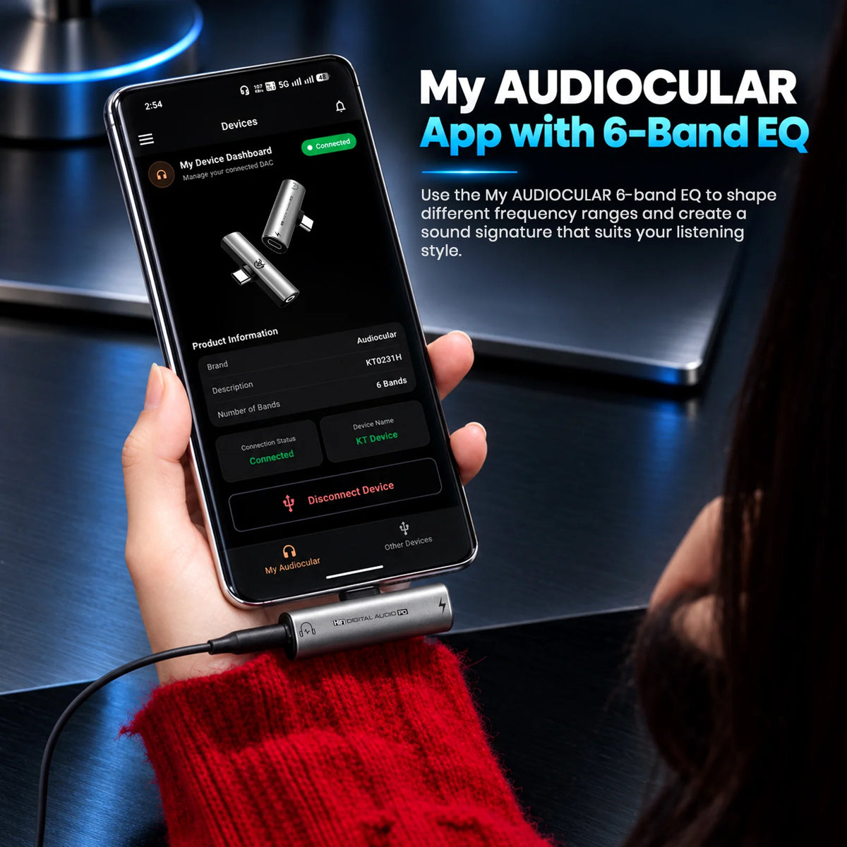 AUDIOCULAR Note Plus KT0231H USB-C DAC & PD Charging Adapter