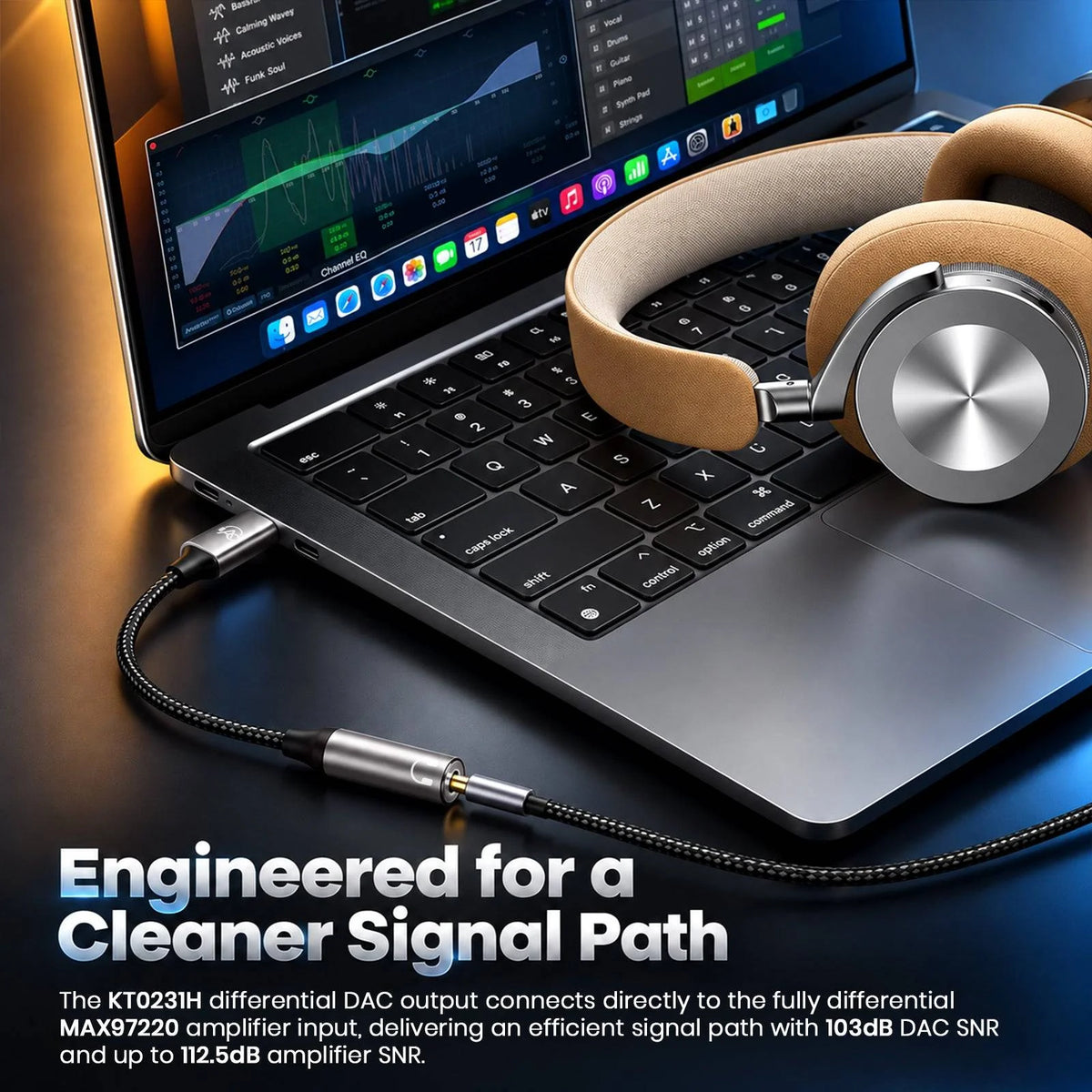 AUDIOCULAR Note-S KT0231H+MAX97220 Type-C to 3.5mm Portable DAC & Amp