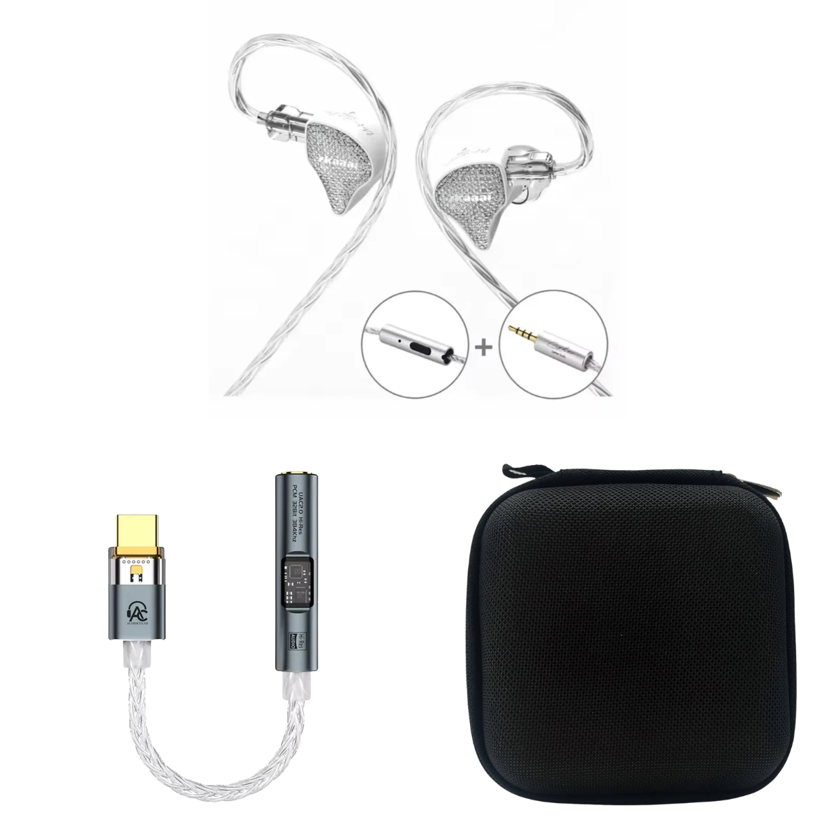 EarAcoustic x Zkaaai Cipher IEM With Mic, Audiocular Spark DAC & EarAudio Carry Case