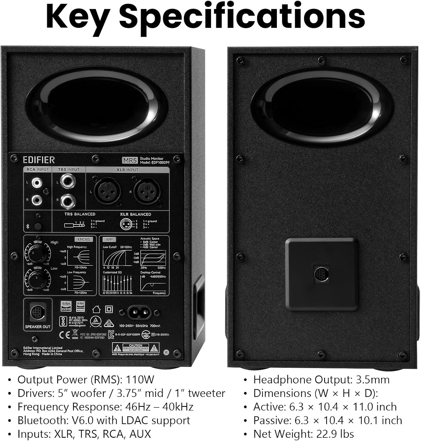 Edifier MR5 Tri-amped Powered Studio Monitor Speakers