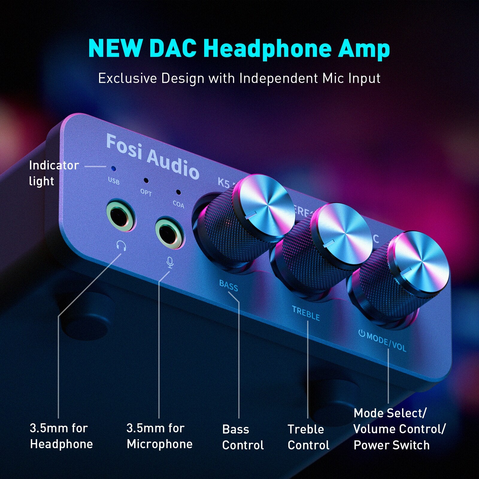 Fosi Audio K5 Pro Gaming DAC & Headphone Amplifier - The Audio Store