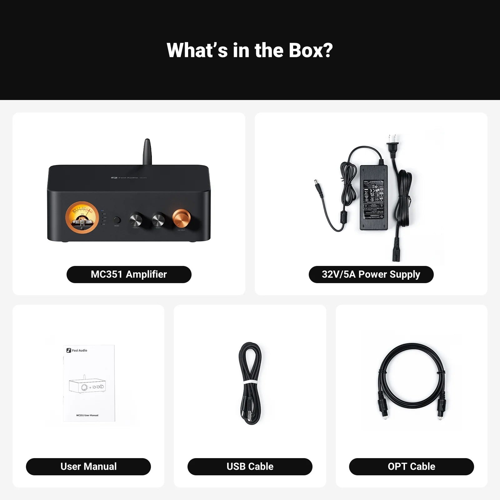 Fosi Audio MC351 2.1-Channel Bluetooth Power Amplifier With DAC For Speakers & Subwoofers - The Audio Store