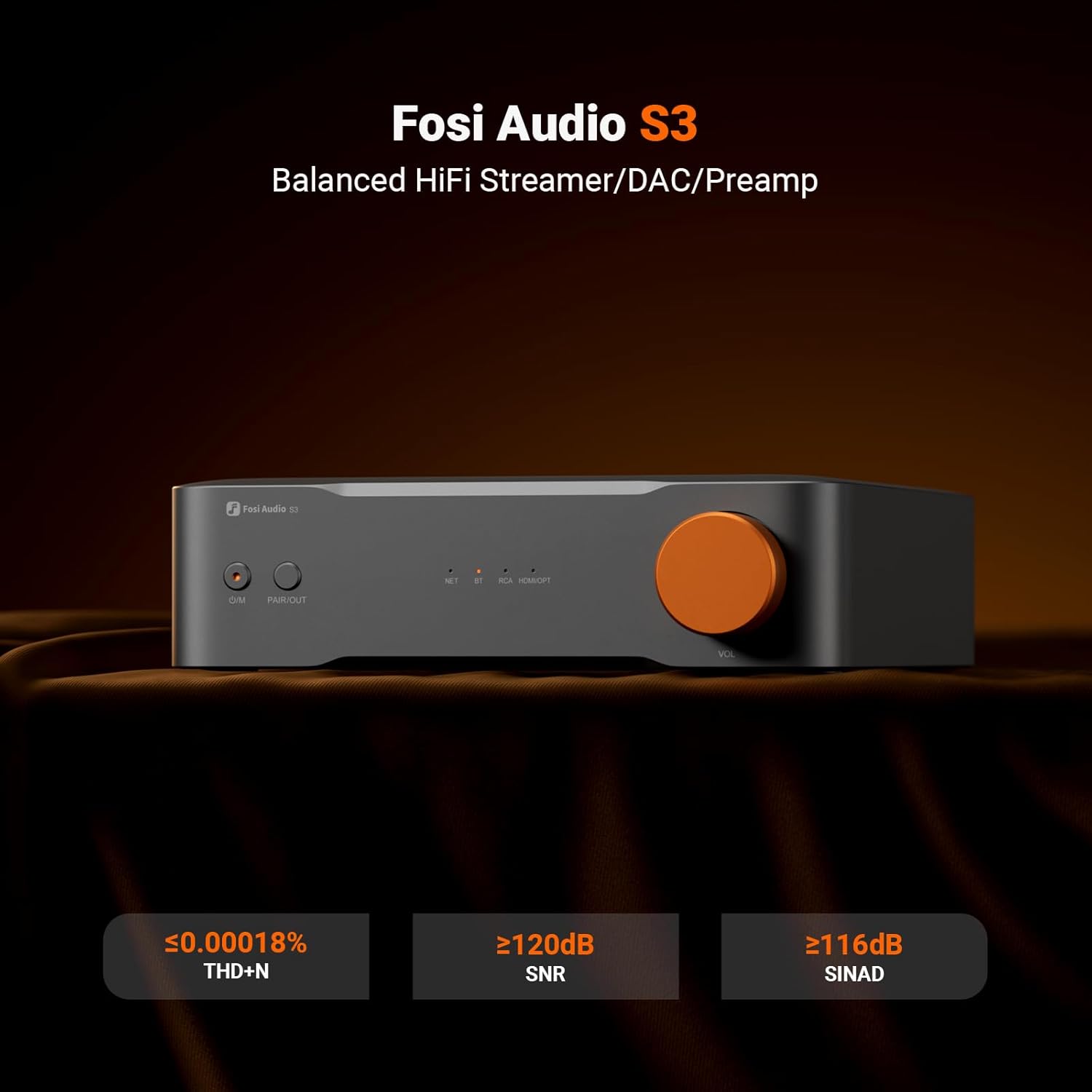 Fosi Audio S3 Balanced HiFi Streamer / DAC / Preamp
