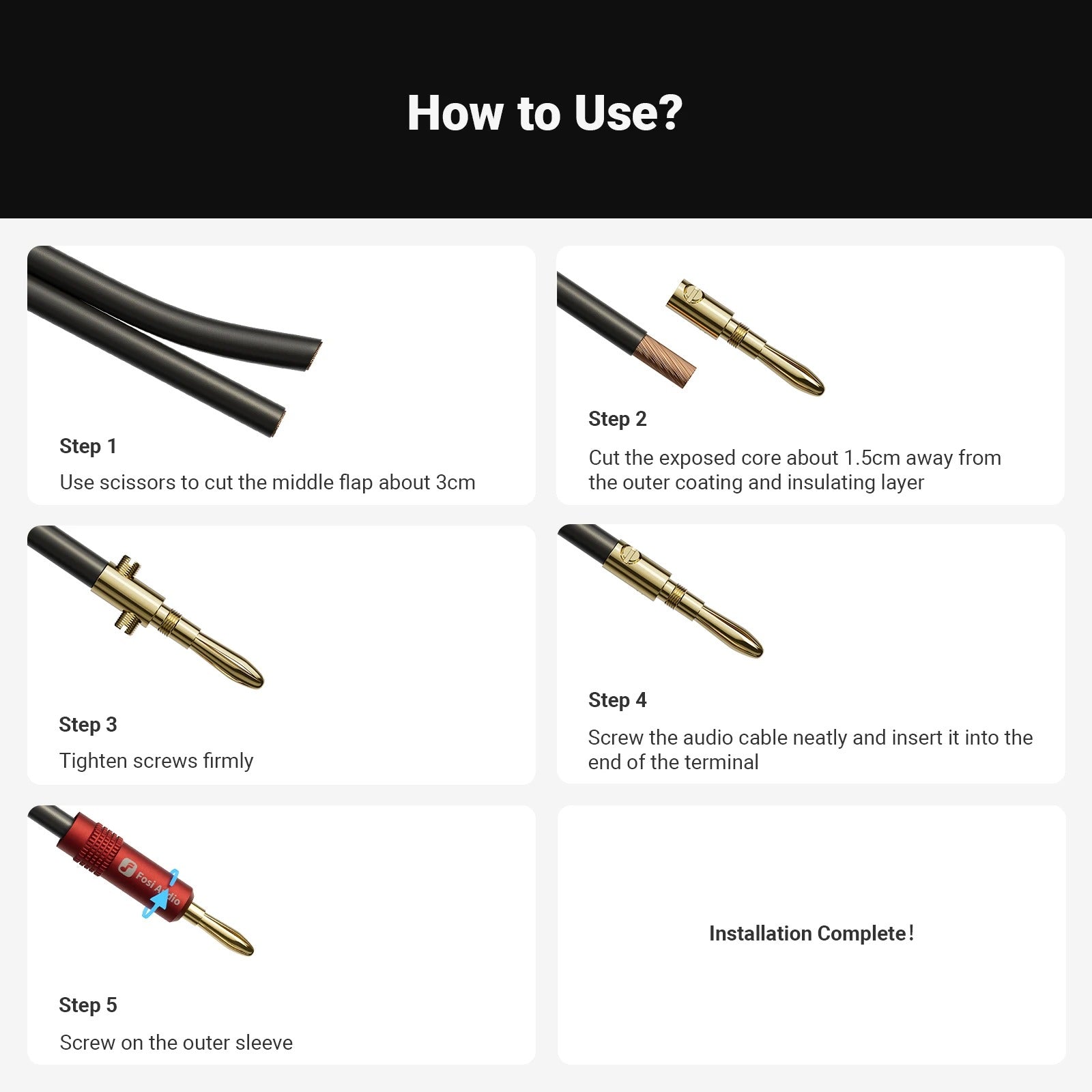 Fosi Audio Speaker Banana Plugs - 2 Pairs