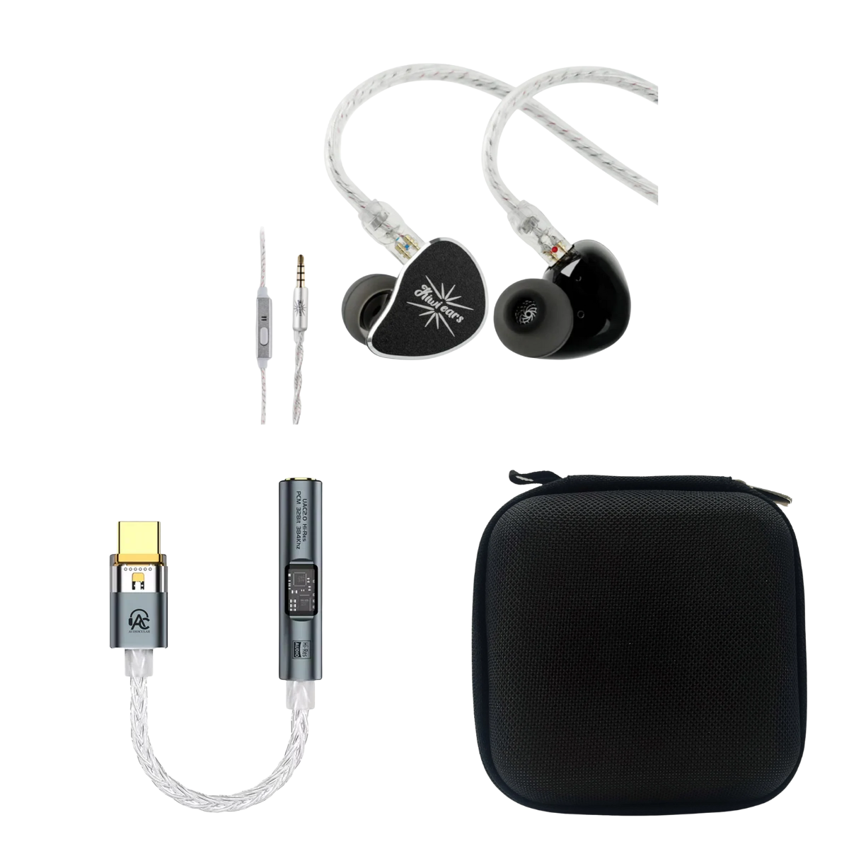 Kiwi Ears Belle IEM With Mic 3.5mm, Audiocular SPARK DAC & EarAudio Carry Case