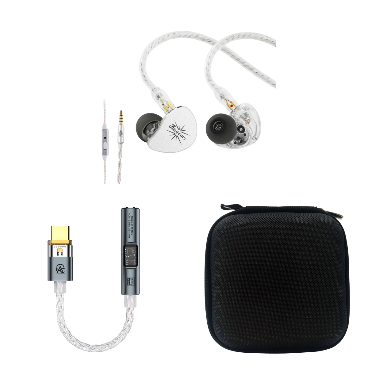 Kiwi Ears Belle IEM With Mic 3.5mm, Audiocular SPARK DAC & EarAudio Carry Case