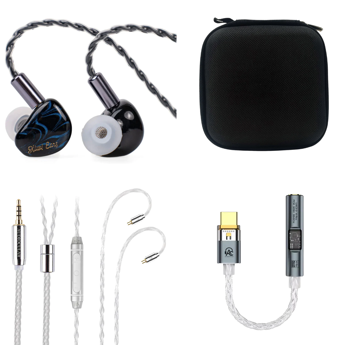 Kiwi Ears Cadenza IEM, Audiocular C03 With Mic Cable, Audiocular Spark DAC & EarAudio Carry Case