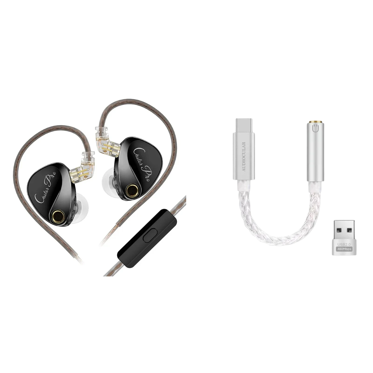 KZ Castor Pro IEM With Mic & Audiocular D07 DAC - The Audio Store