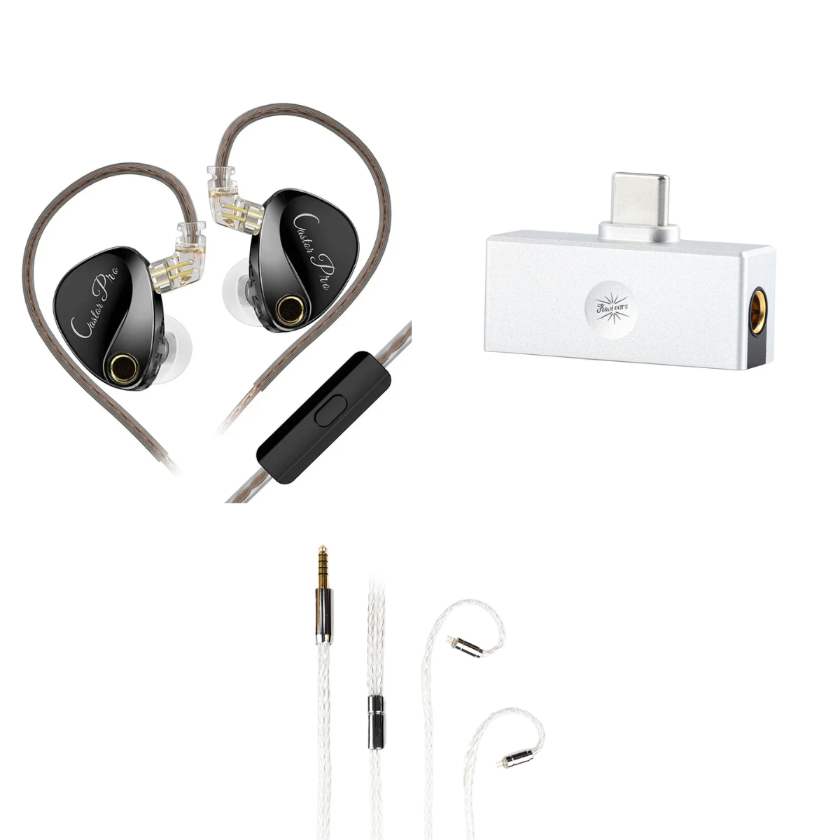 KZ Castor PRO IEM With Mic, Kiwi Ears Allegro Mini DAC & Audiocular C04 16-Core 4.4mm Balanced Cable - The Audio Store