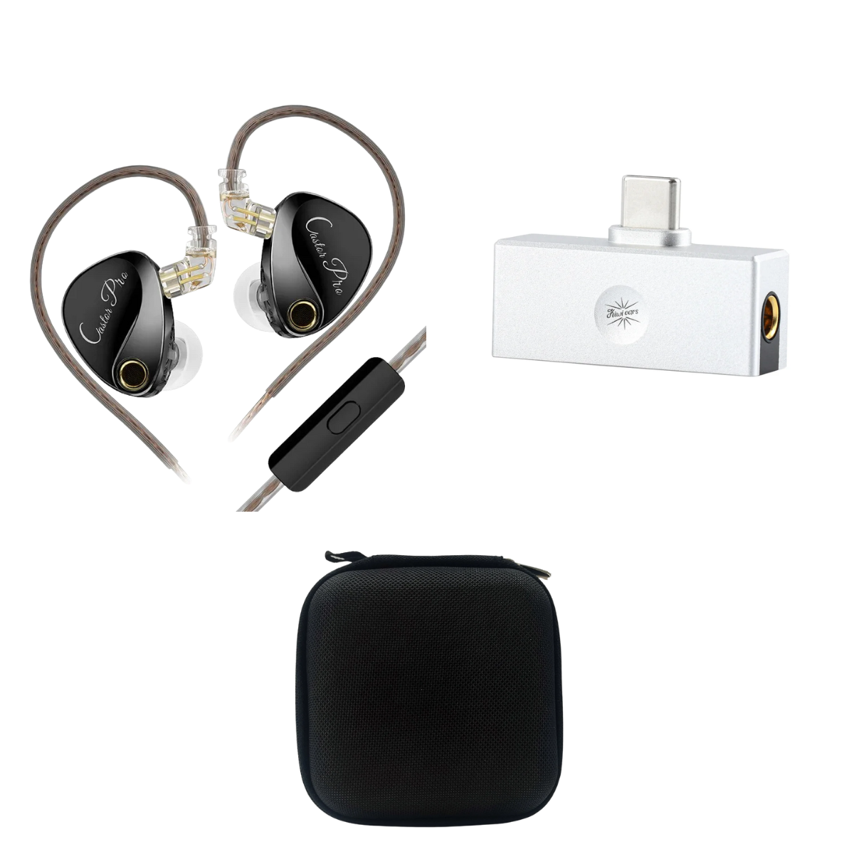 KZ Castor Pro IEM With Mic, Kiwi Ears Allegro Mini Portable DAC & EarAudio Carry Case - The Audio Store