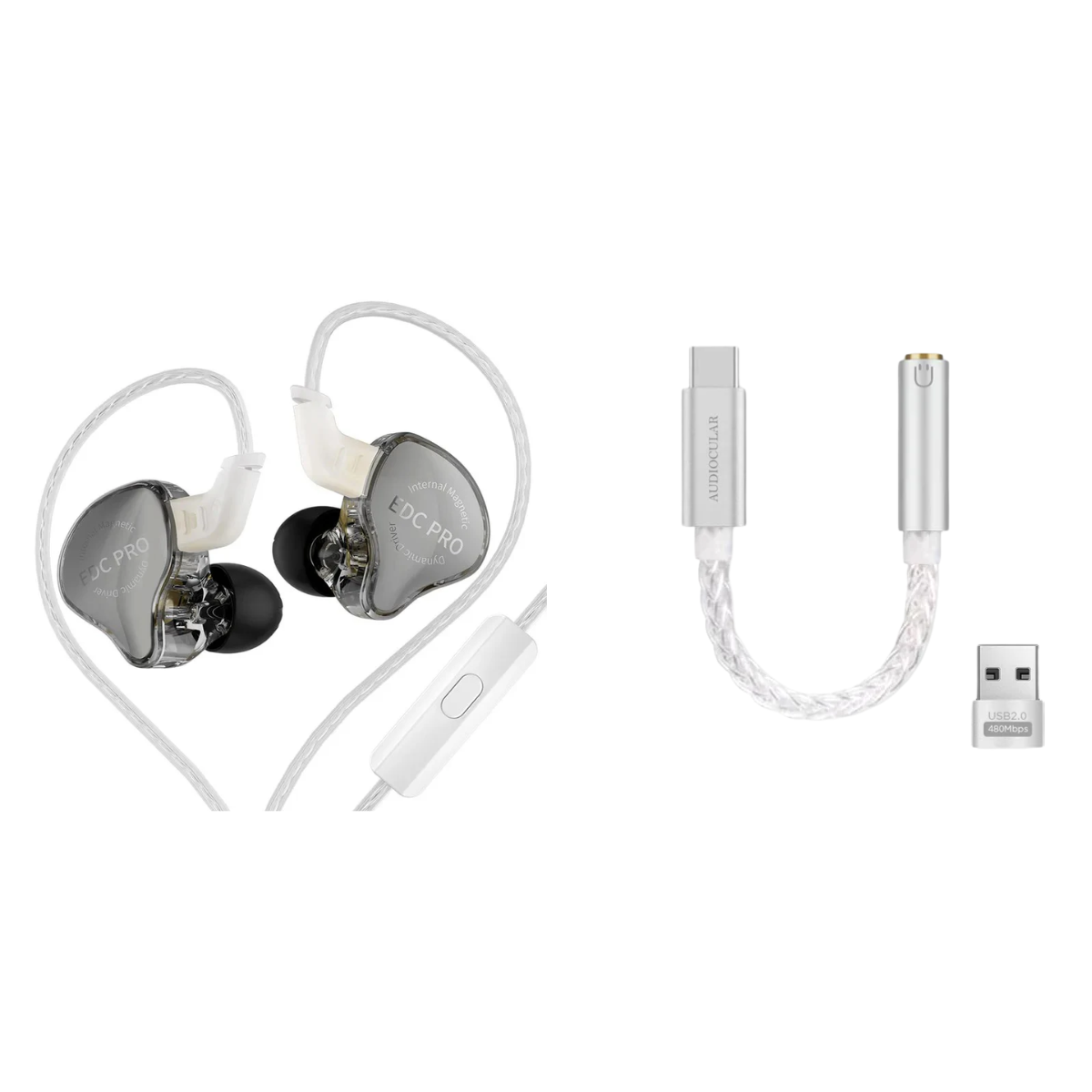 KZ EDC PRO IEM With Mic & Audiocular D07 DAC - The Audio Store