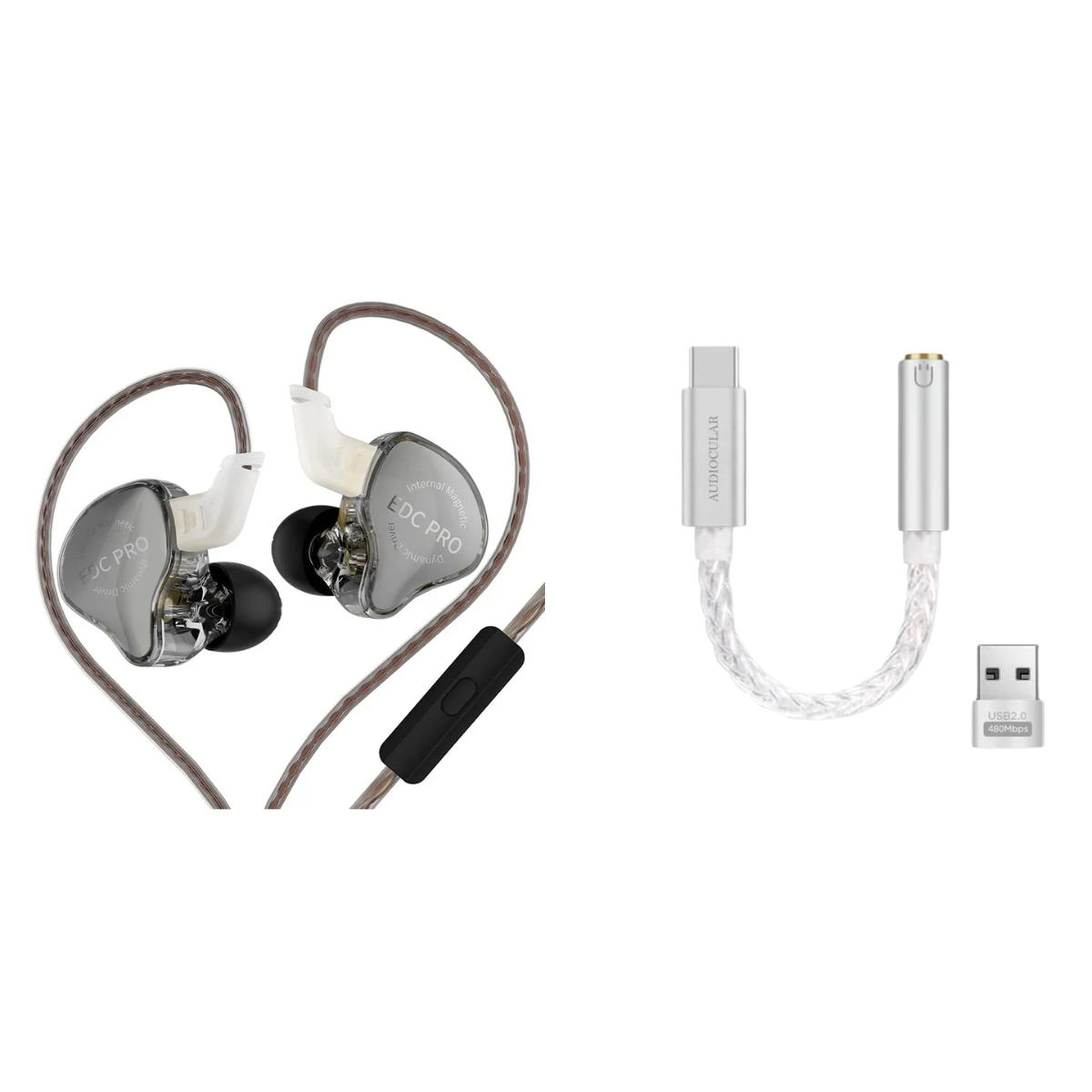 KZ EDC PRO IEM With Mic & Audiocular D07 DAC - The Audio Store