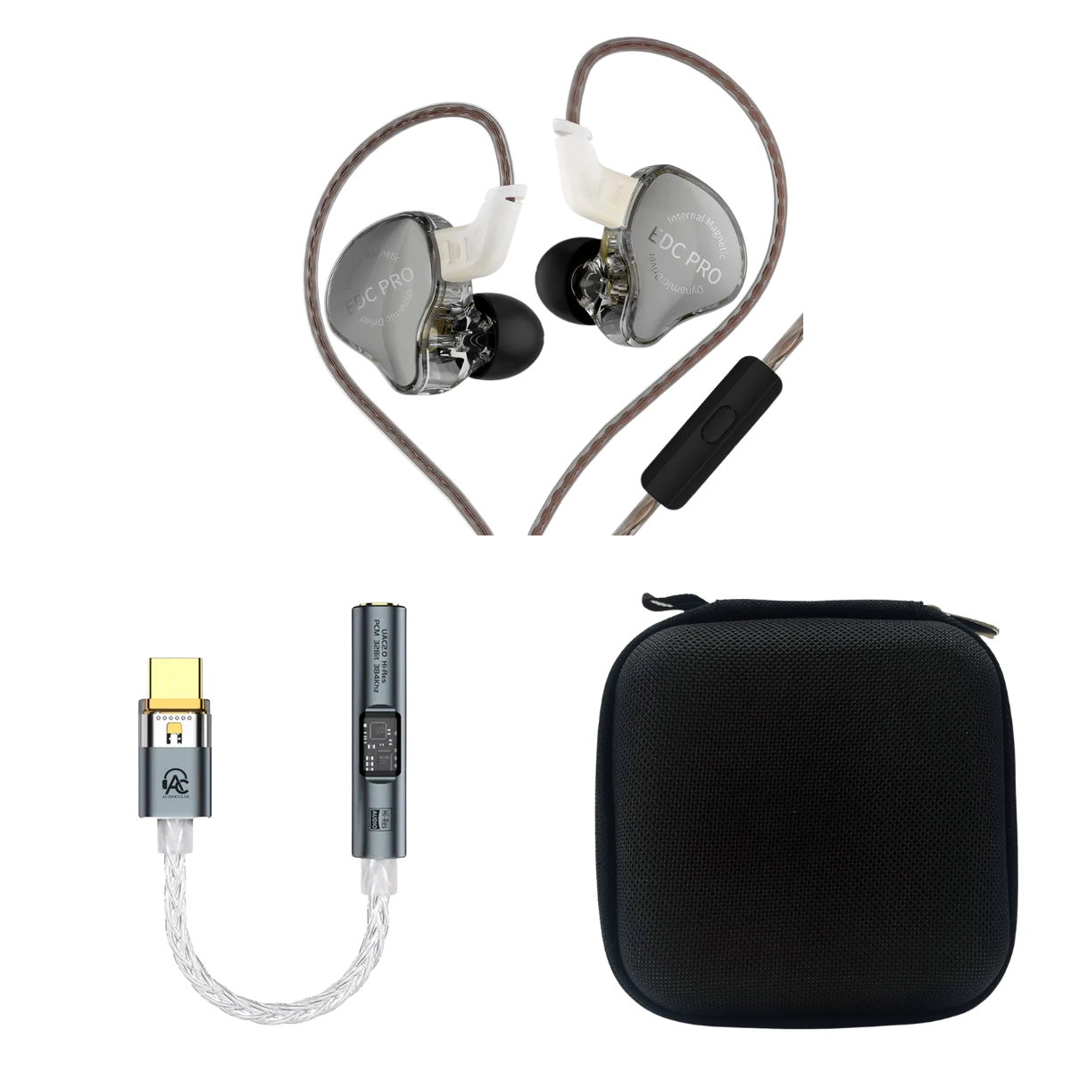 KZ EDC PRO IEM With Mic, Audiocular Spark DAC & EarAudio Carry Case