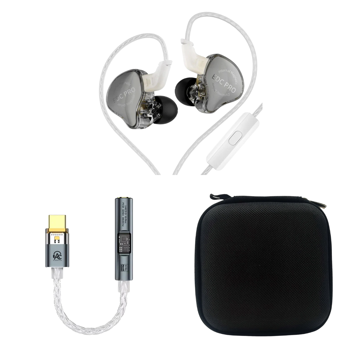 KZ EDC PRO IEM With Mic, Audiocular Spark DAC & EarAudio Carry Case