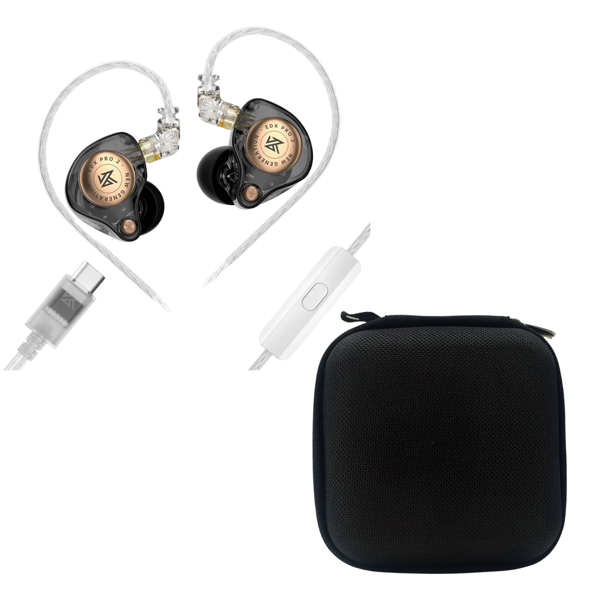 KZ EDX Pro 2 IEM With Mic & EarAudio Carry Case