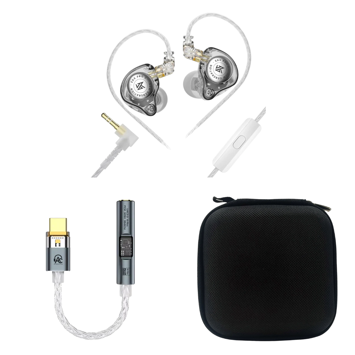 KZ EDX Pro 2 IEM With Mic, Audiocular Spark DAC & EarAudio Carry Case