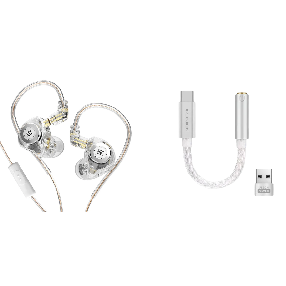 KZ EDX PRO IEM With Mic & Audiocular D07 DAC - The Audio Store