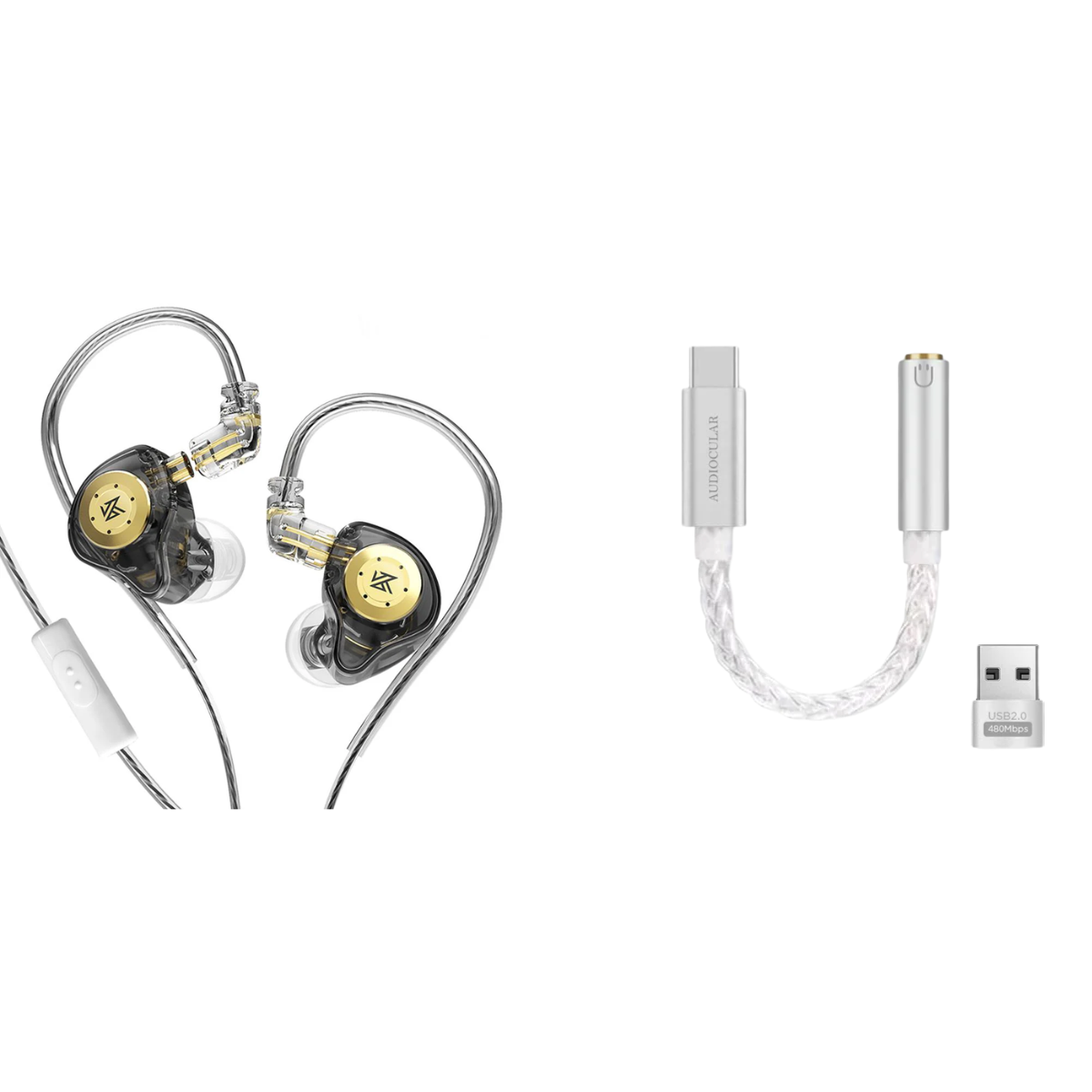 KZ EDX PRO IEM With Mic & Audiocular D07 DAC - The Audio Store