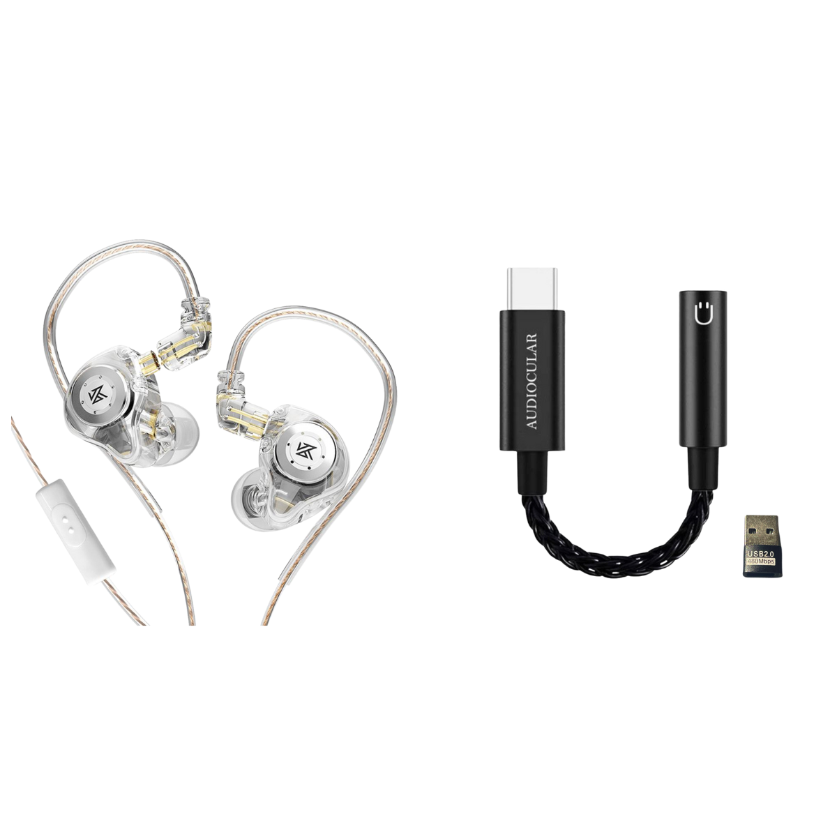 KZ EDX PRO IEM With Mic & Audiocular D07 DAC - The Audio Store