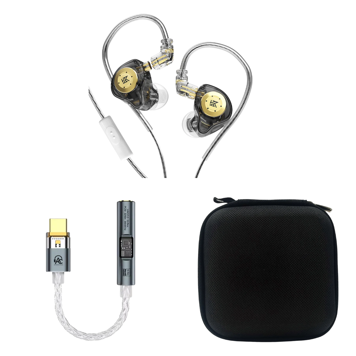 KZ EDX Pro Wired IEM With Mic, Audiocular SPARK DAC & EarAudio Carry Case