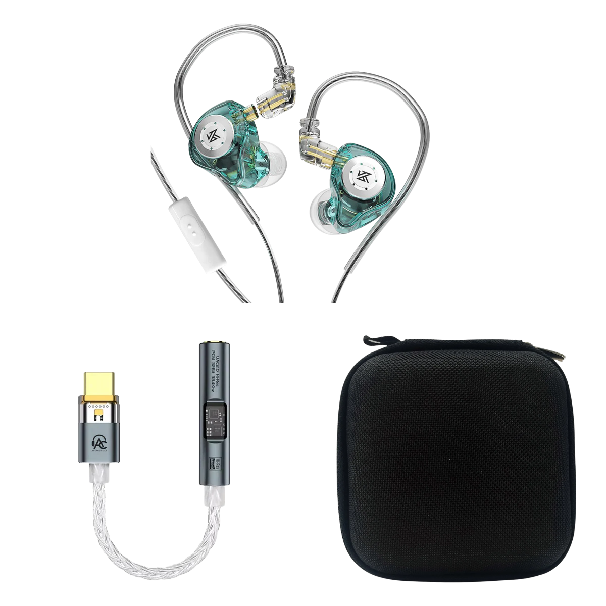KZ EDX Pro Wired IEM With Mic, Audiocular SPARK DAC & EarAudio Carry Case
