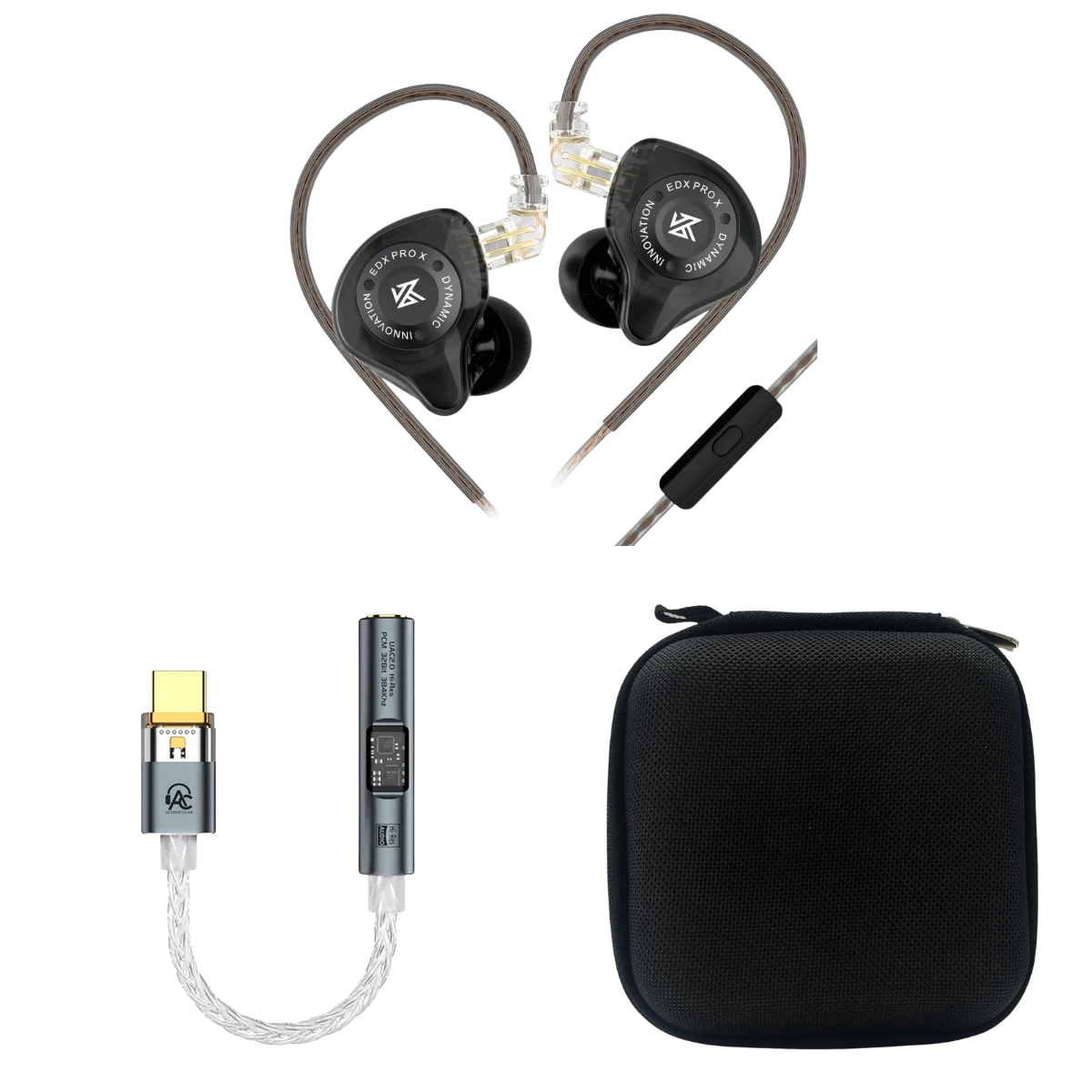KZ EDX Pro X Wired IEM With Mic, Audiocular Spark DAC & EarAudio Carry Case