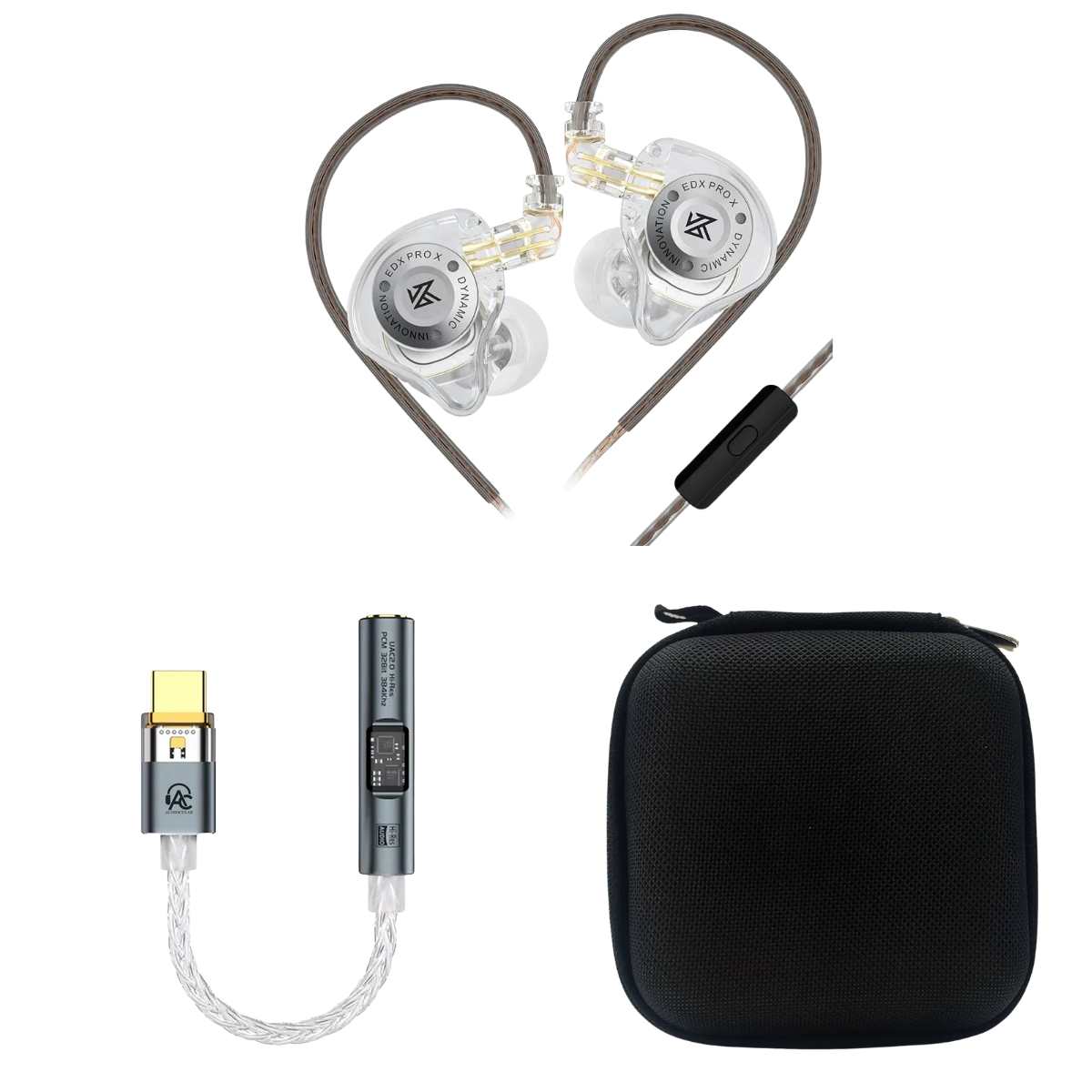 KZ EDX Pro X Wired IEM With Mic, Audiocular Spark DAC & EarAudio Carry Case
