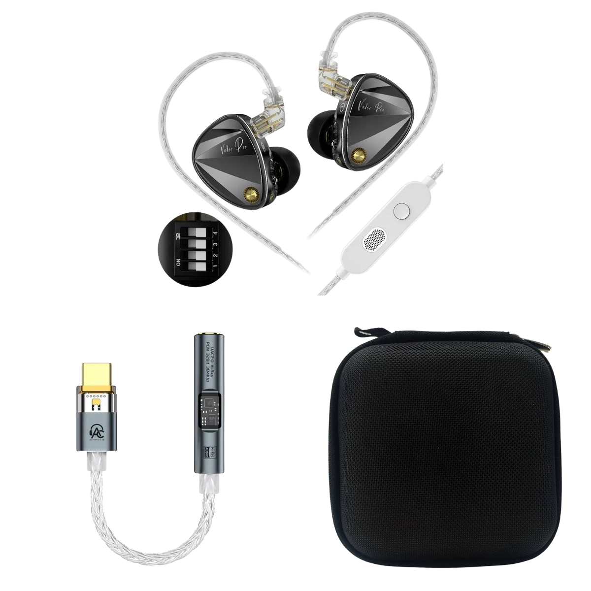 KZ Vader Pro IEM With Mic, Audiocular Spark DAC & EarAudio Carry Case