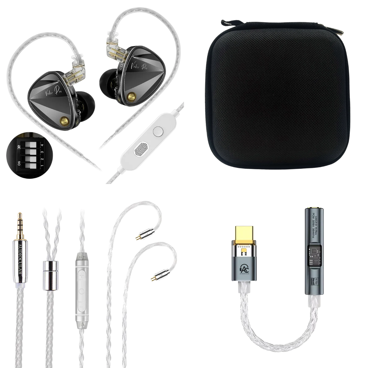KZ Vader Pro IEM With Mic, Audiocular C03 With Mic Cable, Audiocular Spark DAC & EarAudio Carry Case