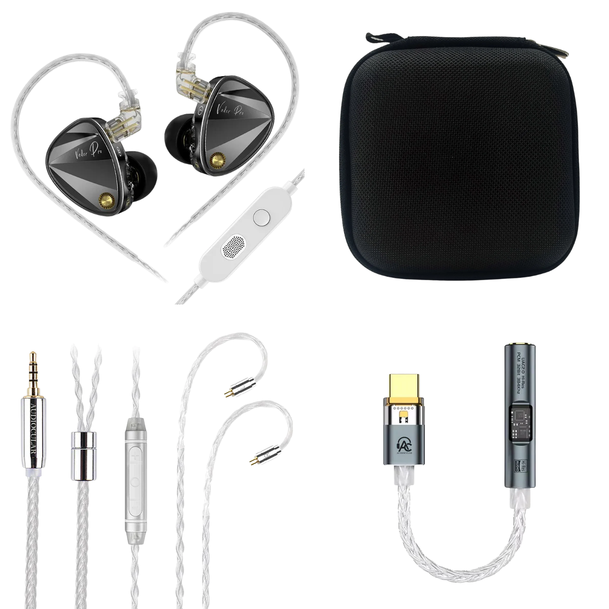 KZ Vader Pro IEM With Mic, Audiocular C03 With Mic Cable, Audiocular Spark DAC & EarAudio Carry Case