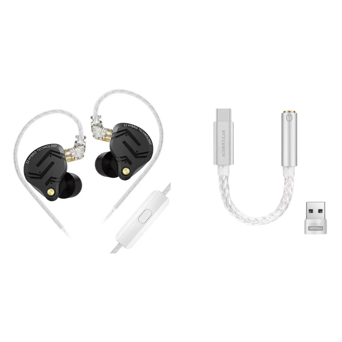 KZ ZS12 Pro X IEM With Mic & Audiocular D07 DAC - The Audio Store