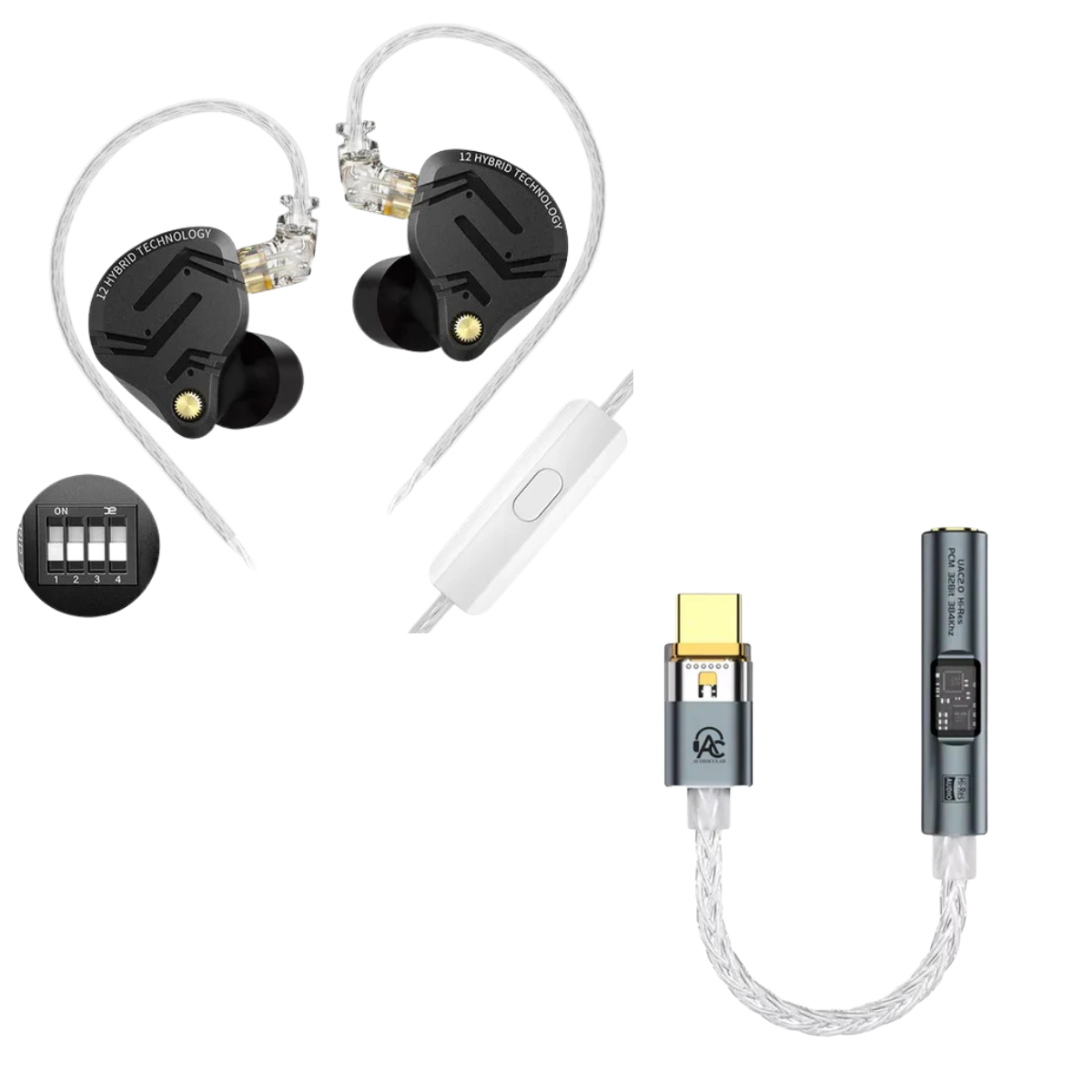 KZ ZS12 Pro X IEM With Mic & Audiocular Spark DAC