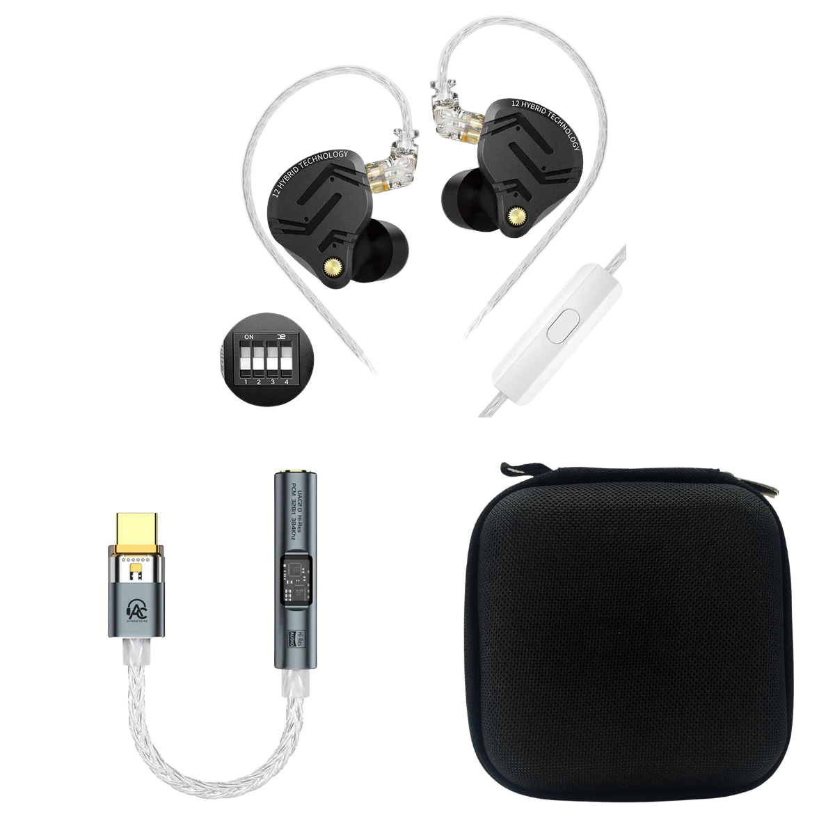 KZ ZS12 Pro X IEM With Mic, Audiocular Spark DAC & EarAudio Carry Case