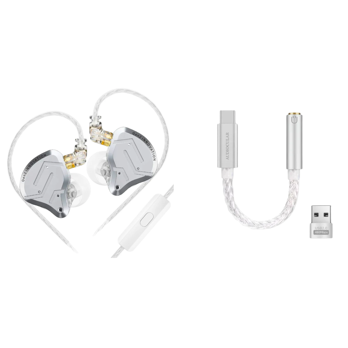 KZ ZSN Pro 2 IEM With Mic & Audiocular D07 DAC - The Audio Store