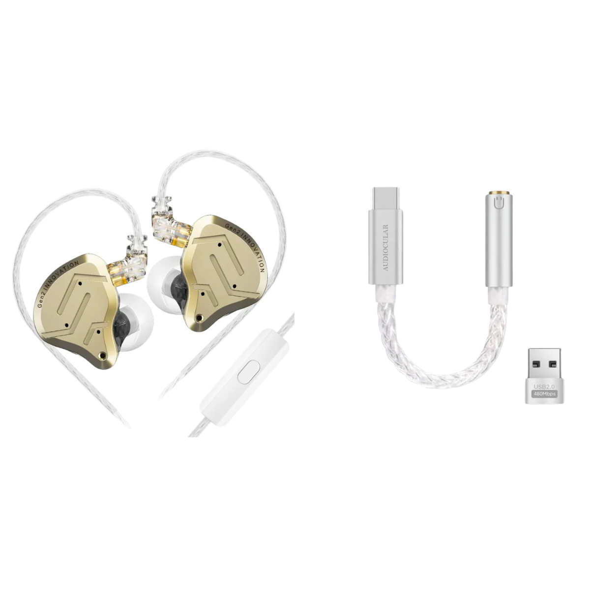 KZ ZSN Pro 2 IEM With Mic & Audiocular D07 DAC - The Audio Store