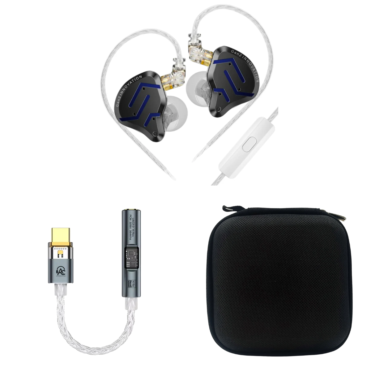 KZ ZSN Pro 2 IEM With Mic, Audiocular Spark DAC & EarAudio Carry Case