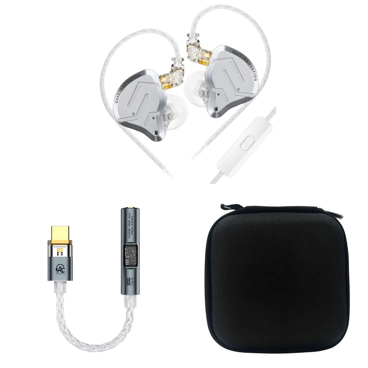 KZ ZSN Pro 2 IEM With Mic, Audiocular Spark DAC & EarAudio Carry Case