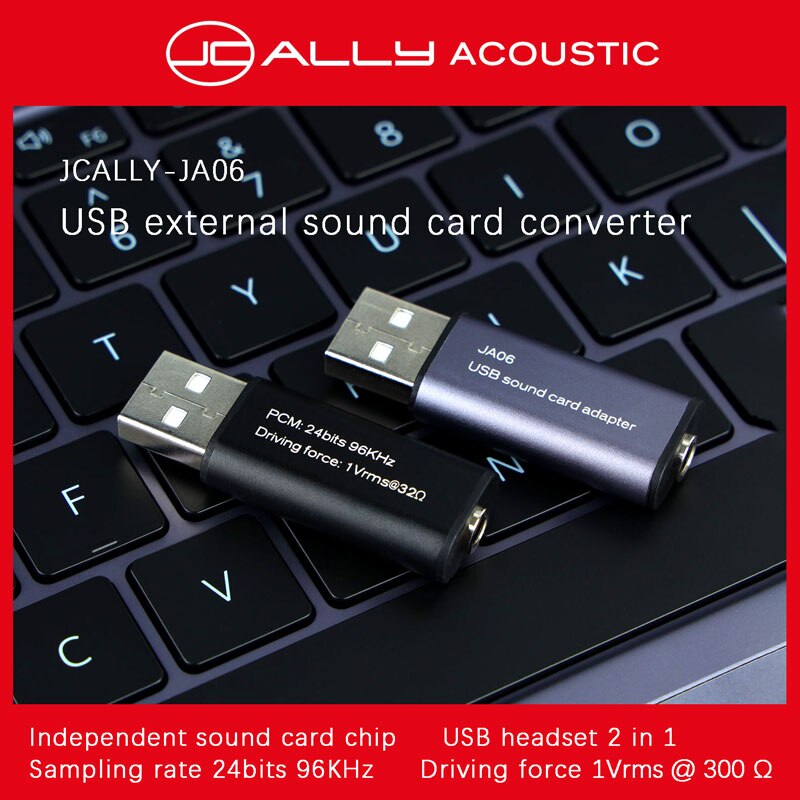 JCALLY JA06 USB External Sound Card Converter - Connects 3.5mm Earphones with Mic